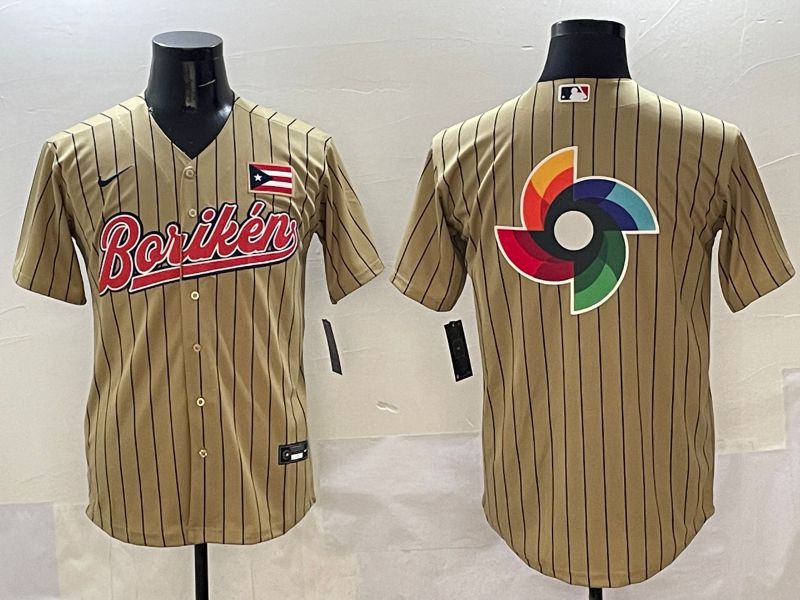 Men Puerto Rico Blank Brown Stripe Joint Name 2025 Nike MLB Jersey style 17